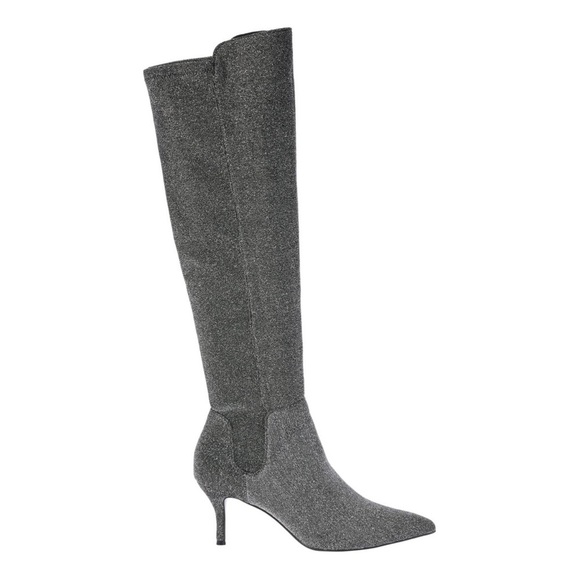 Charles by Charles David | Atypical Tall Boots in Gunmetal Silver Glitter Sz 6.5 - Picture 1 of 13